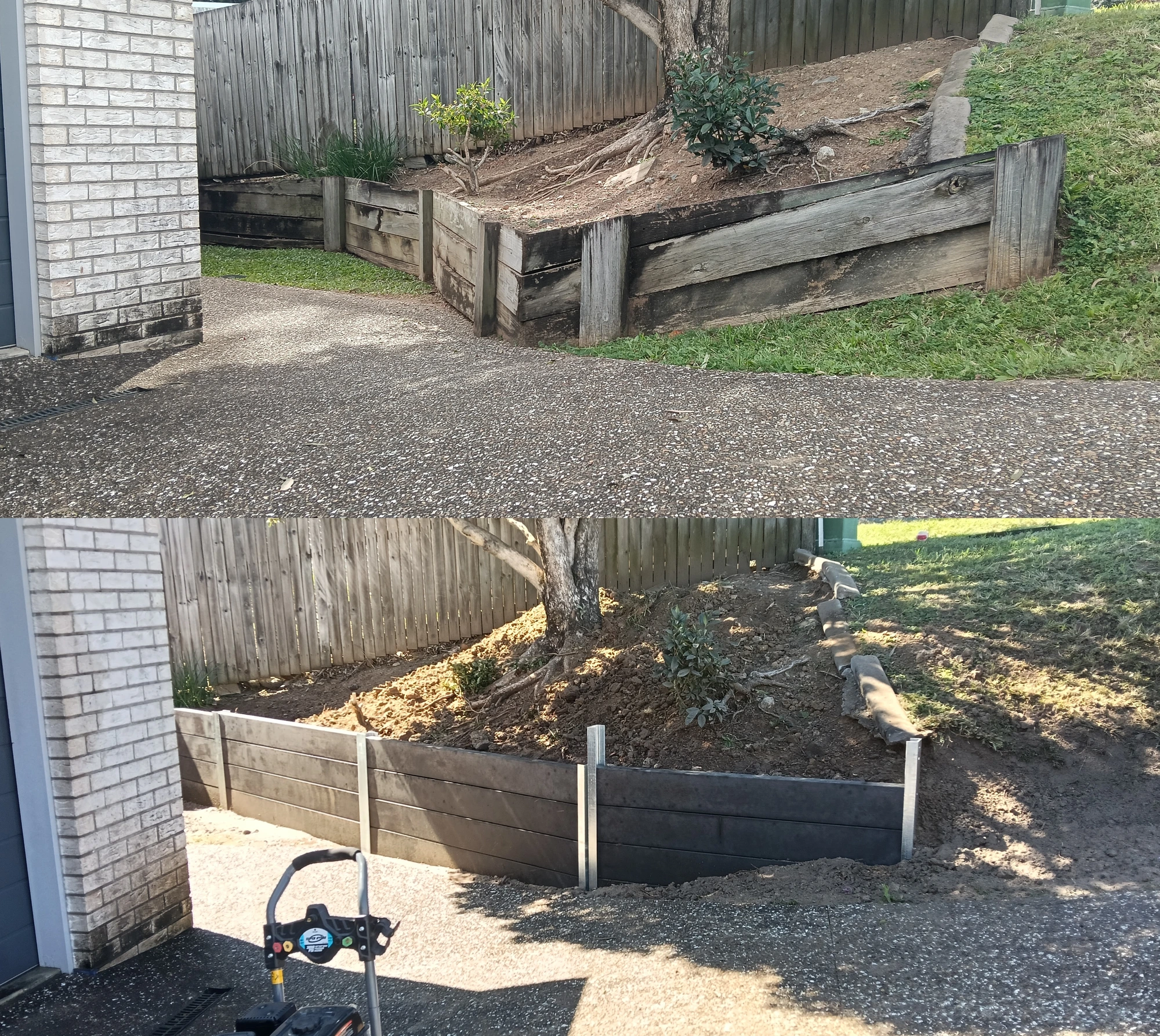 Concrete sleeper retaining wall